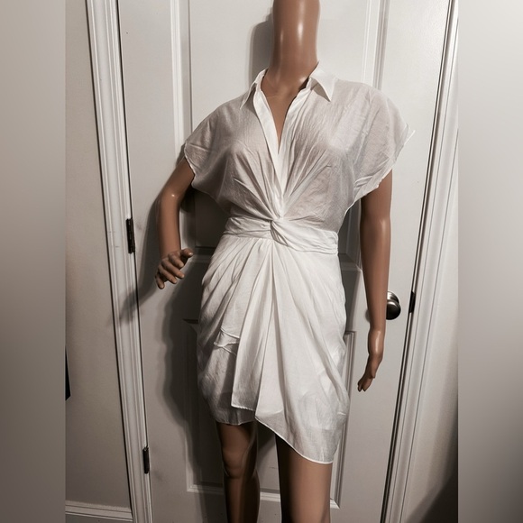 NWT-Boho Twist Ruffle Warp Bottom Overly Shirt Mini Dress - Picture 9 of 10